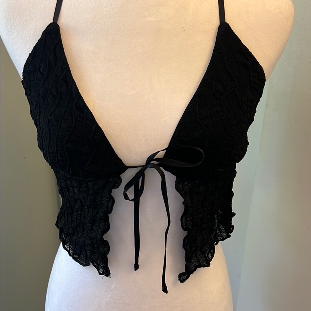 Black Lace Halter Top